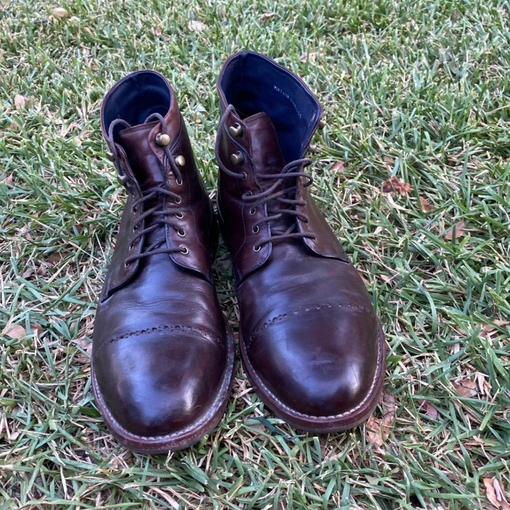 Cole Haan Martin Burgundy Leather Cap Toe Brogue Goodyear Welt Boots C11665 11.5